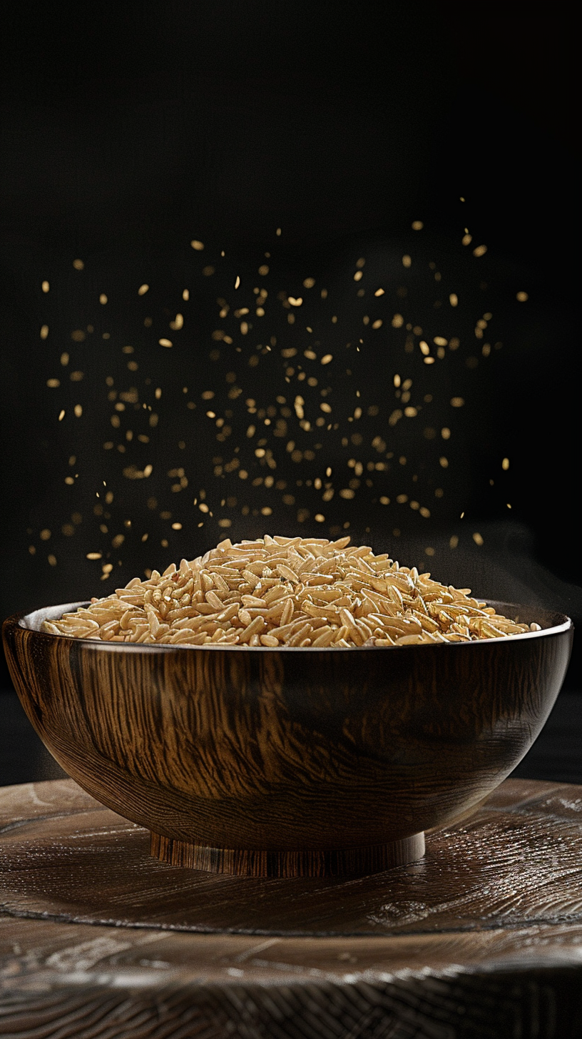 A Bowl of Rice on Black Background