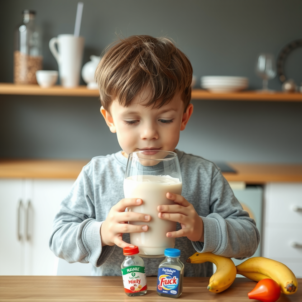 A Boy Growing Bigger from Weight Gain Milkshake