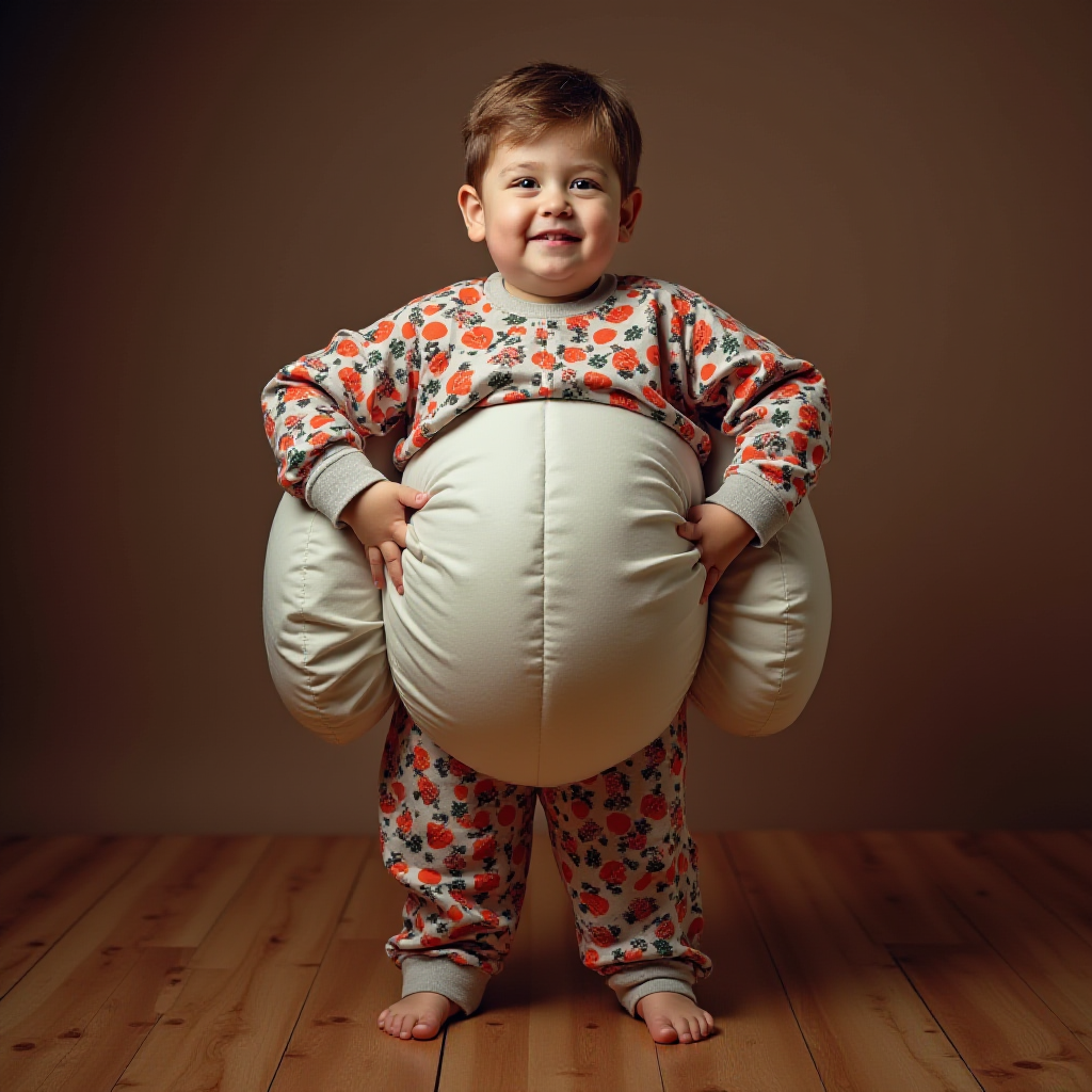 A Boy Inflating on Christmas with Air Pump