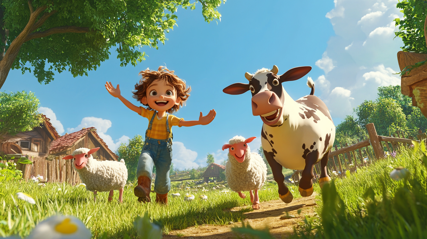 A Boy and Girl on a Happy Farm