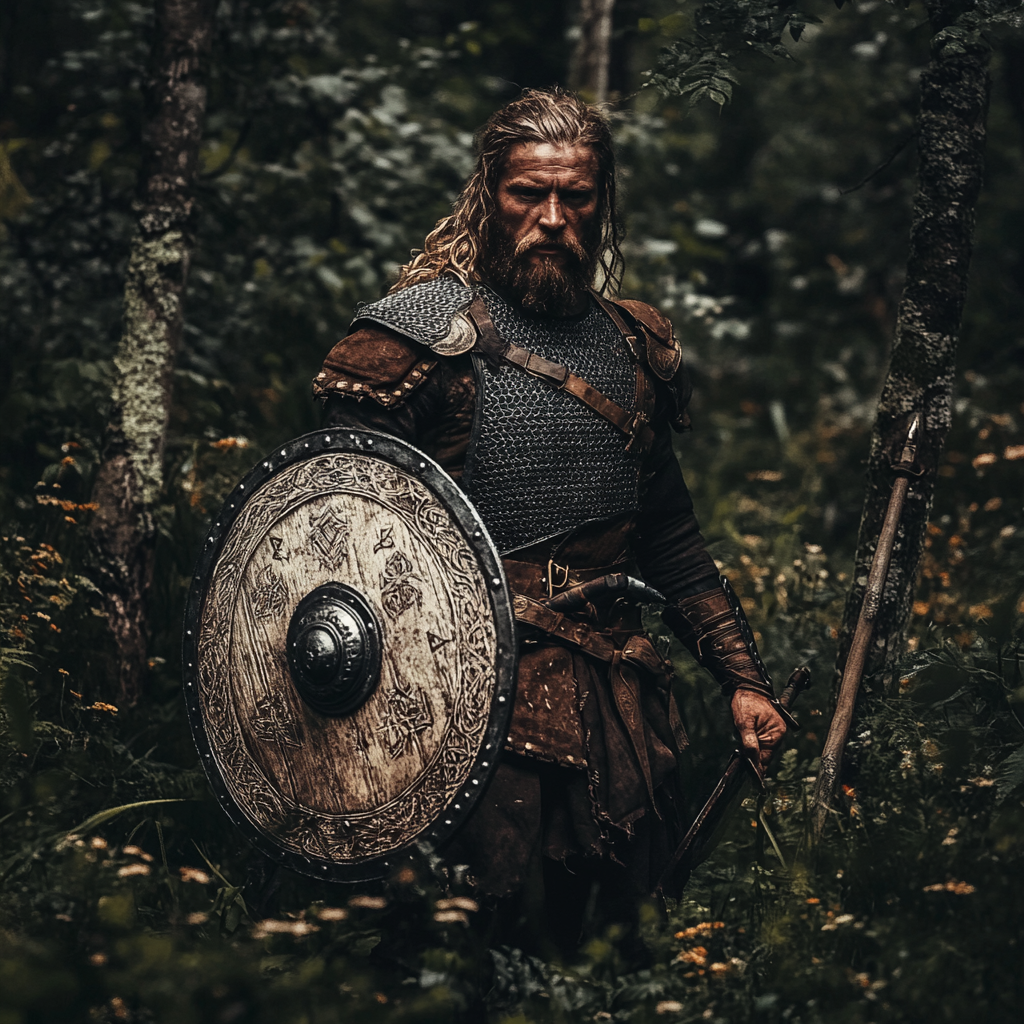 A Brave Kernai Warrior in Forest Setting