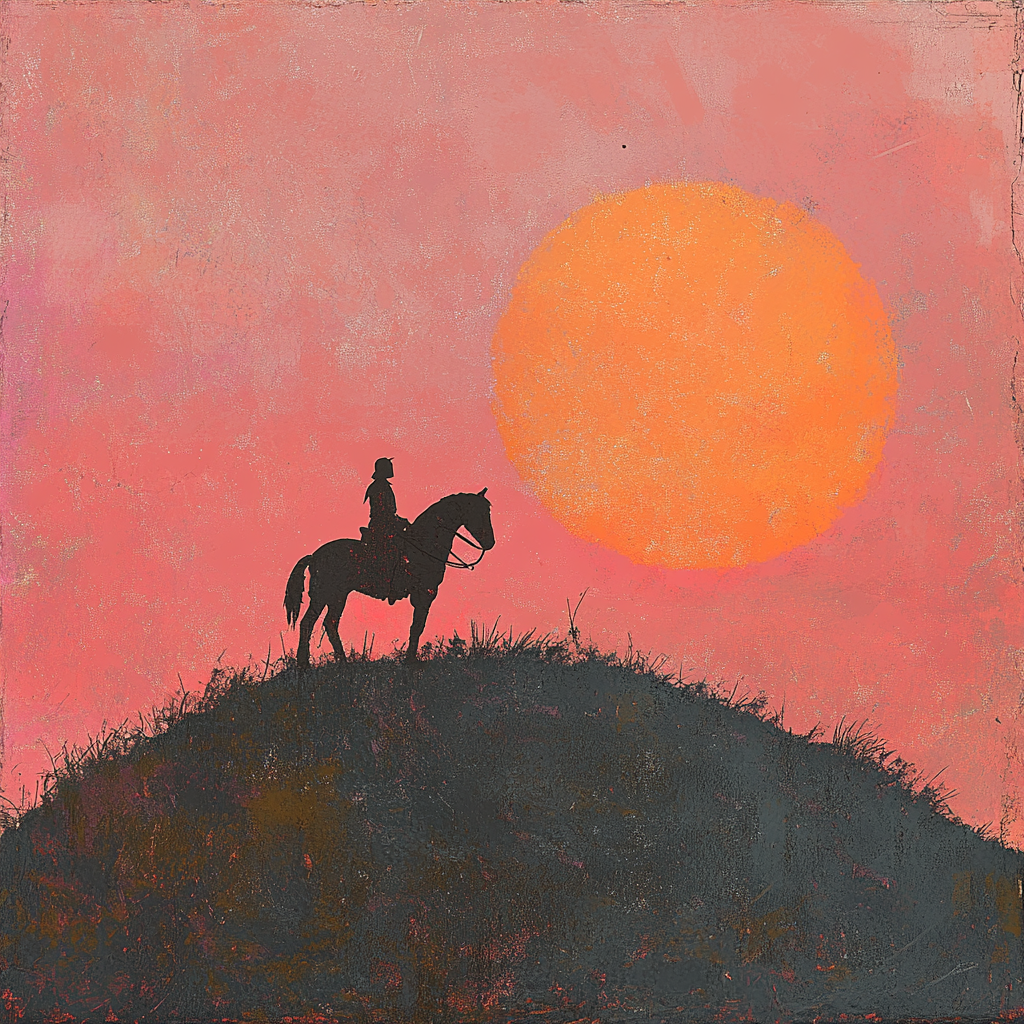 A Brave Knight on a Hill at Sunrise