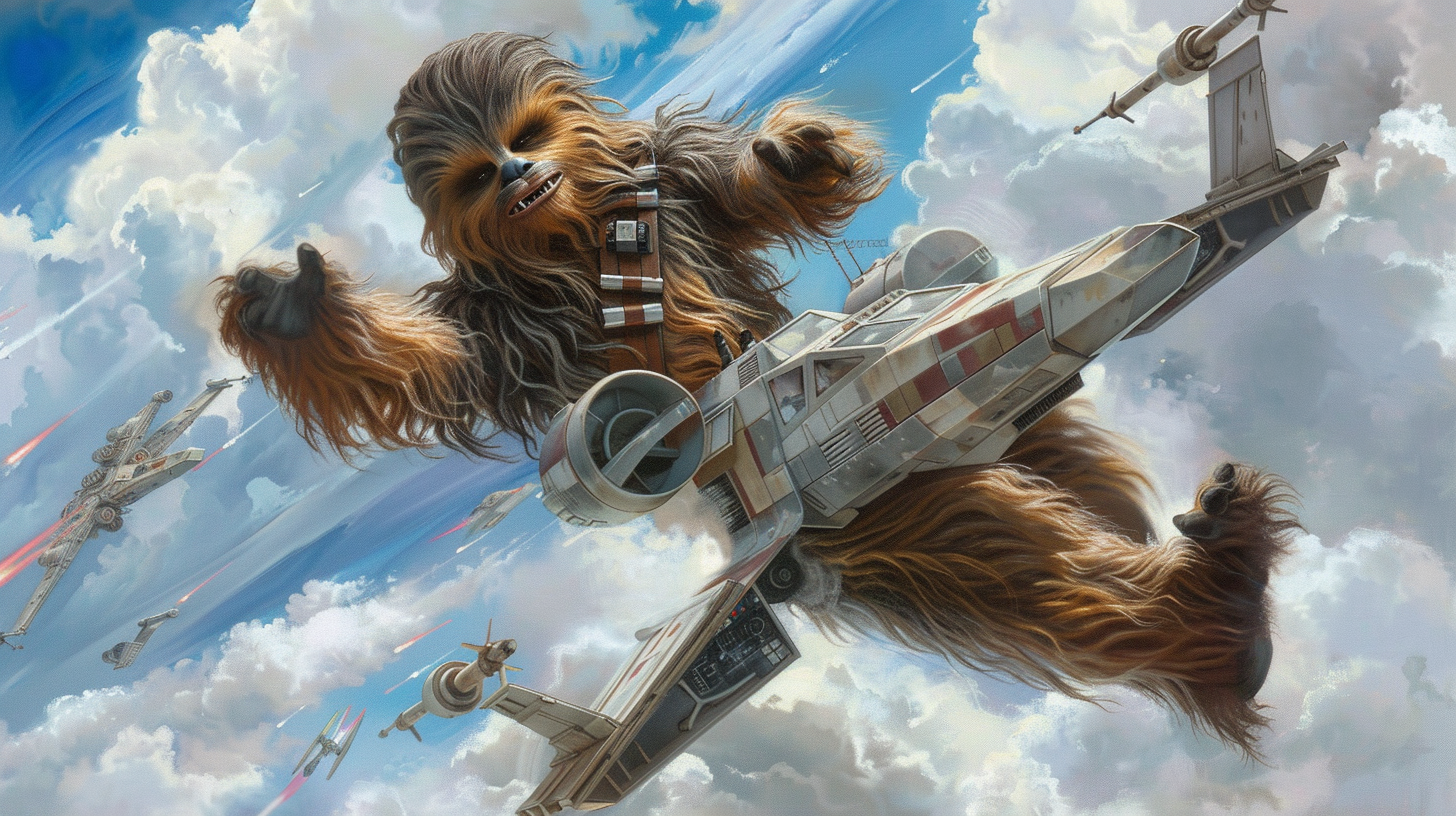 A Brave Wookie Jedi Pilot in Epic Battle