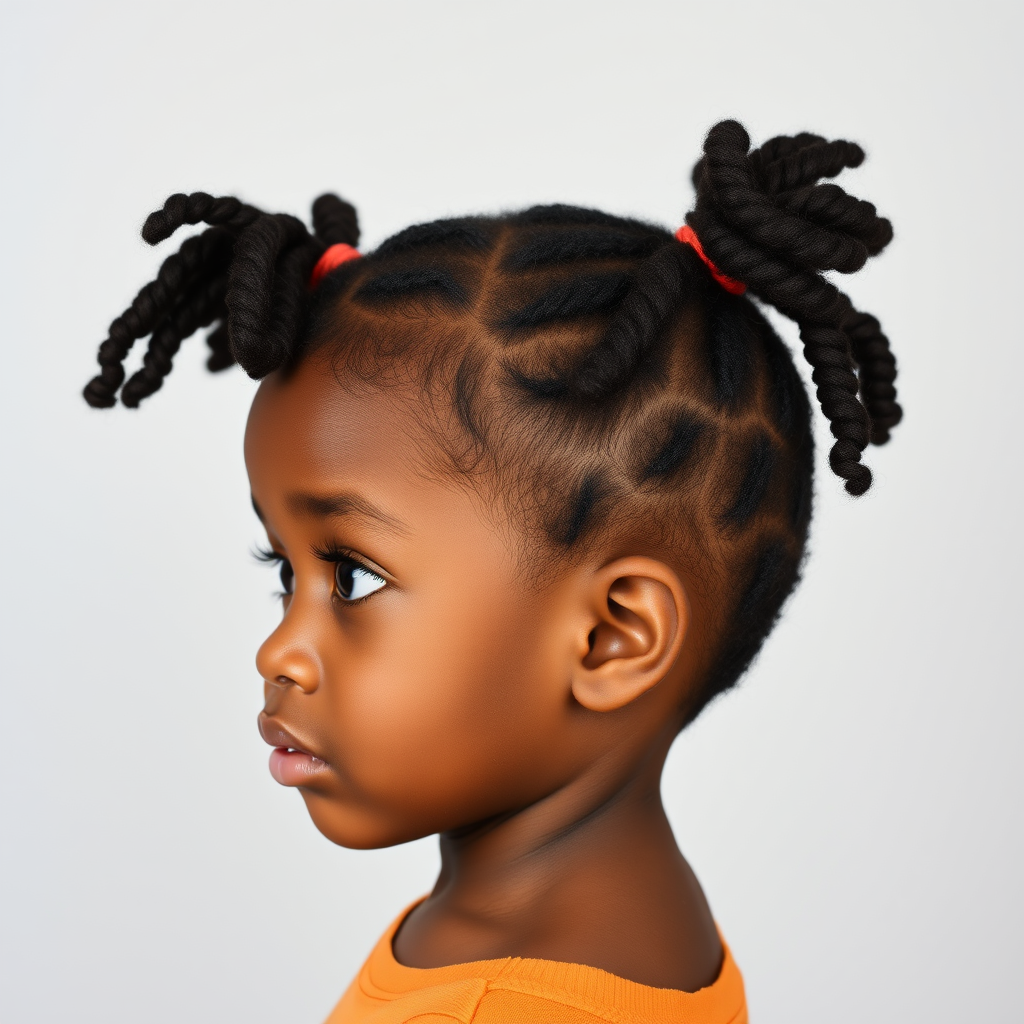 A Bright-Eyed Boy with Curly Pigtails Profile