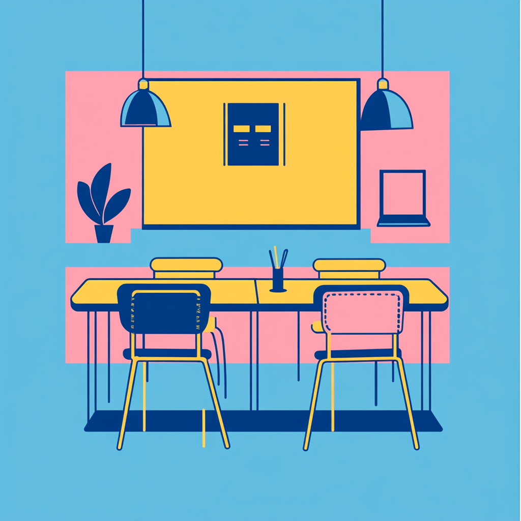 A Brightly Colored 2D School Classroom Illustration