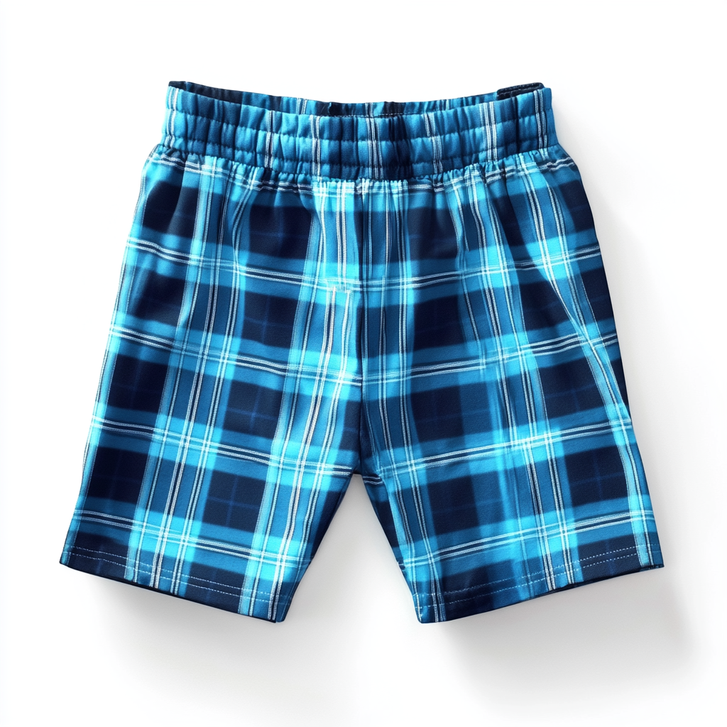 A Brightly Displayed Blue Plaid Girl's Pajama Shorts