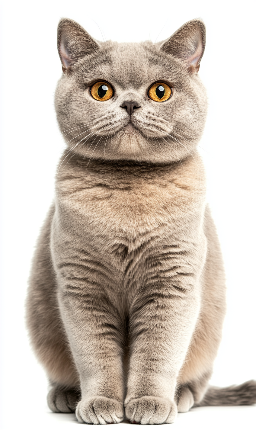 A British shorthair cat standing on two legs.