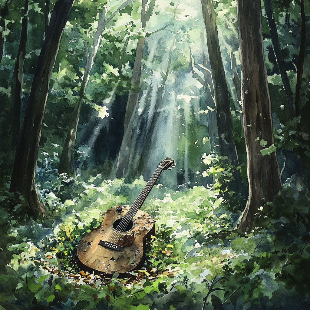 A Broken Guitar in Enchanted Forest