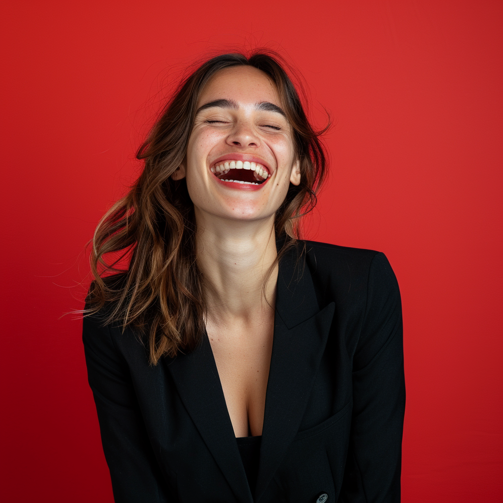 A Business Woman Smiling in a Studio Photo