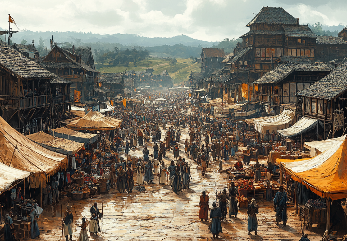 A Busy Viking Market Square in 1540's Brazil