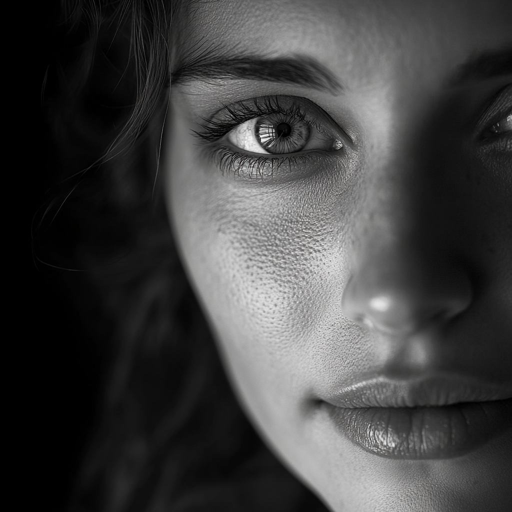 A Calm and Reflective Woman's Face Portrait