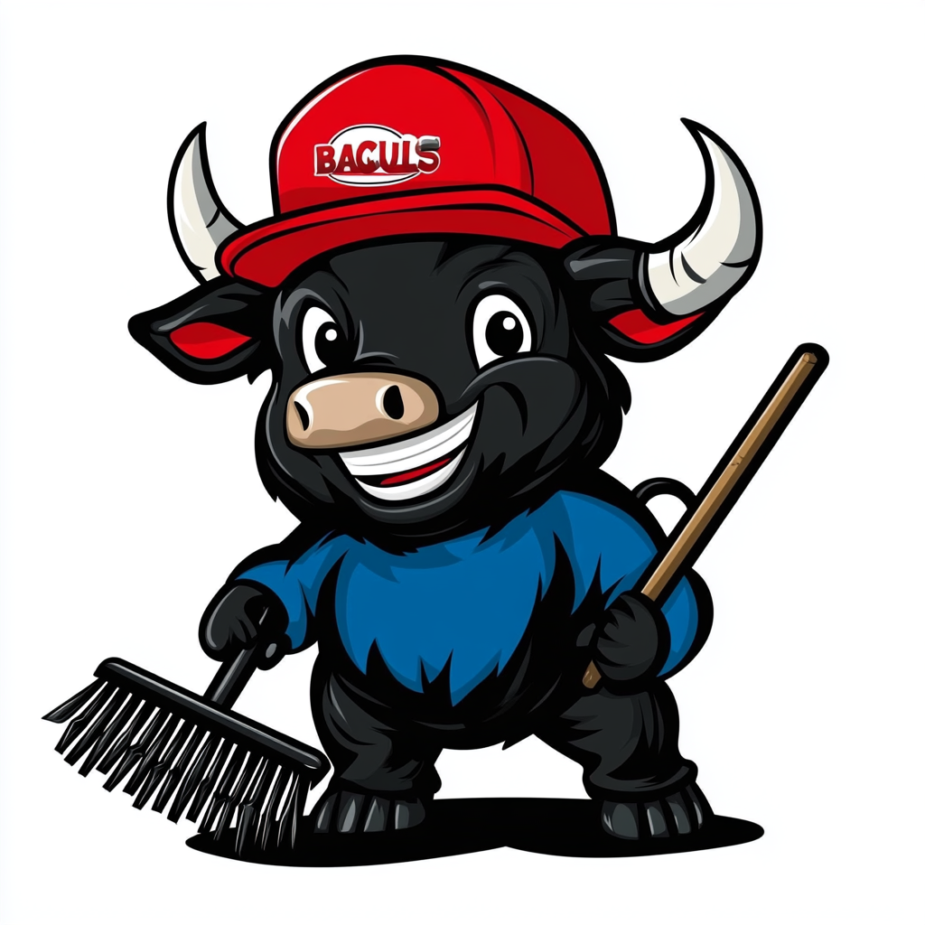 A Cartoon Bull with Blue Hat Logo