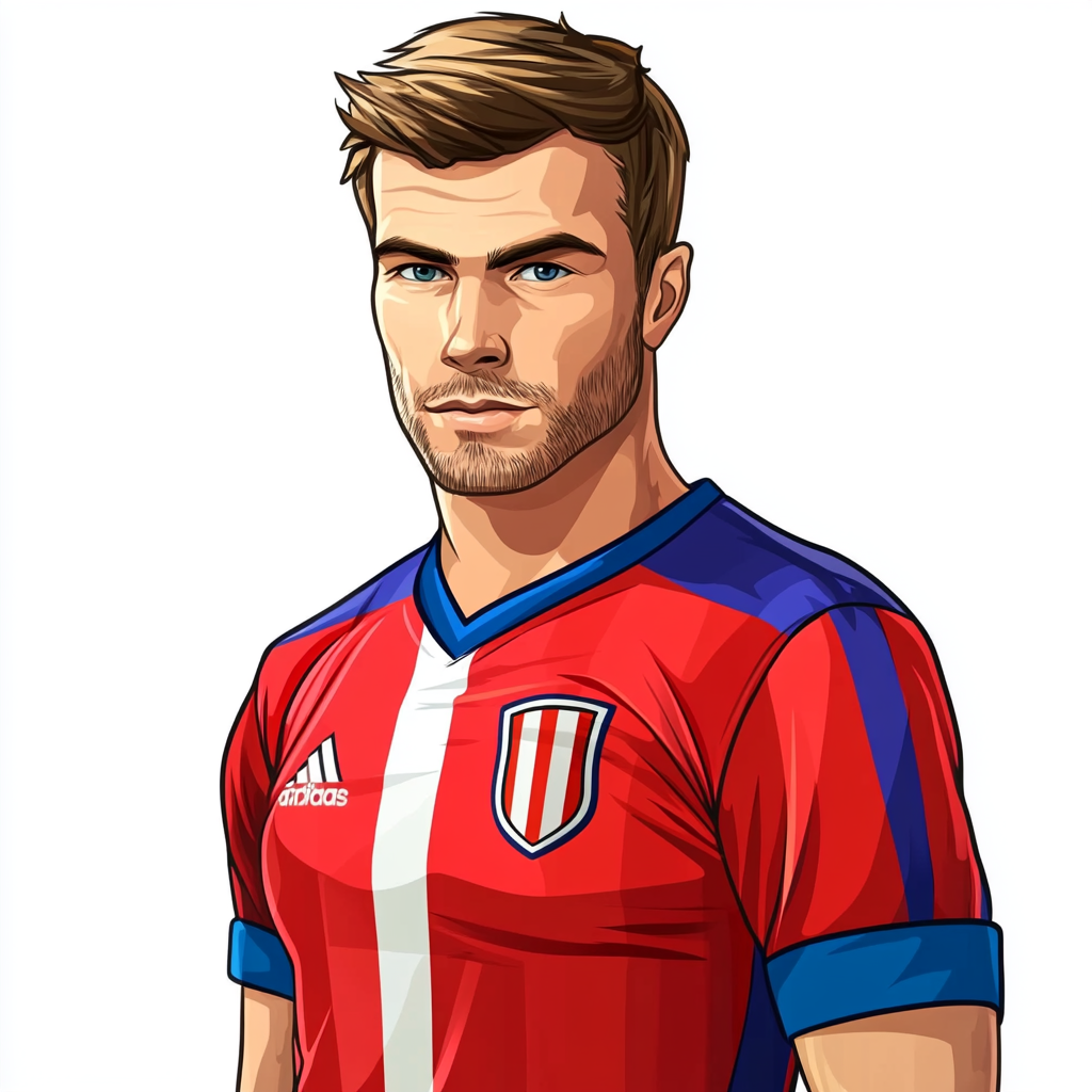 A Cartoon Football Player in Red Jersey