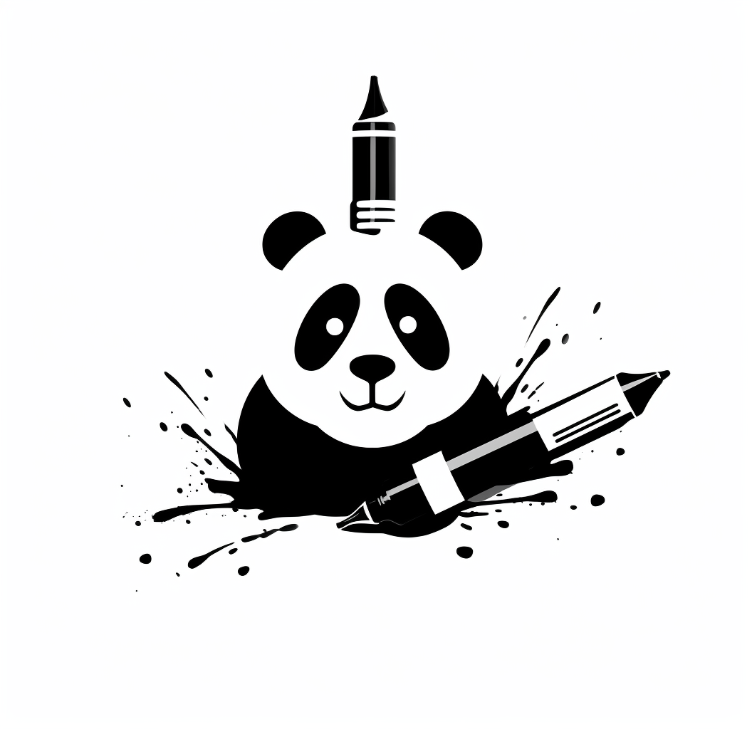 A Cartoon Panda With Fountain Pen Logo