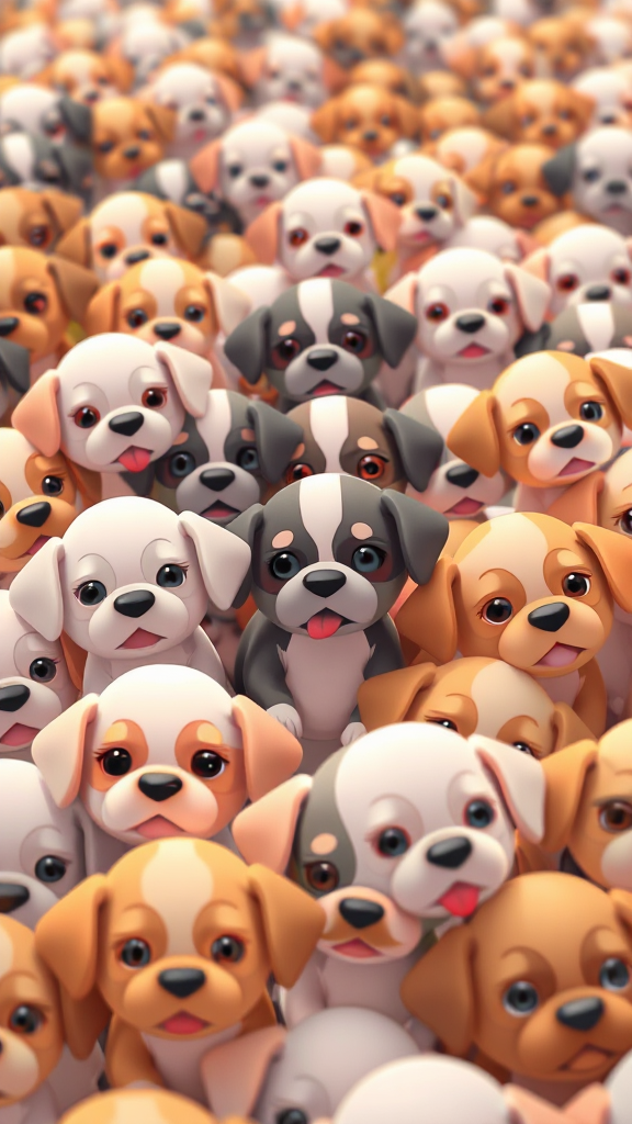 A Cartoon of Thousands Little Puppies