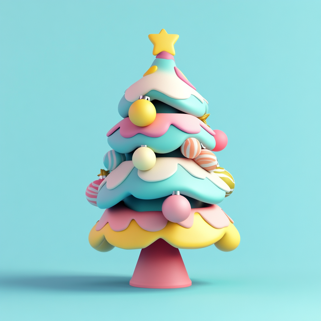 A Cartoonish Christmas Tree with Retro Vibe