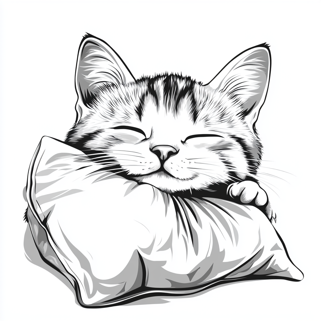 A Cat Napping on Cat Food Pillow