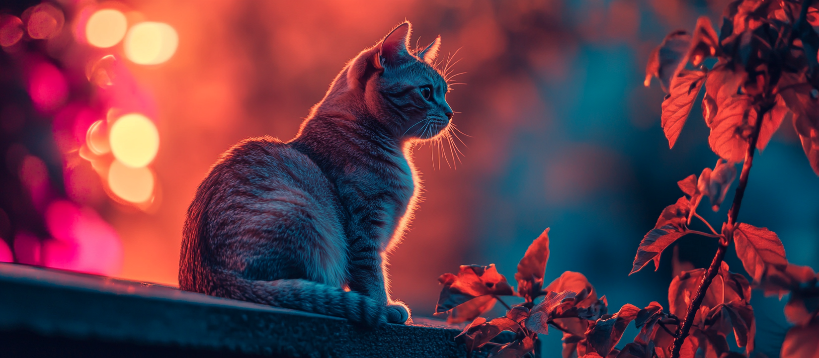 A Cat on Rooftop at Night with Stars