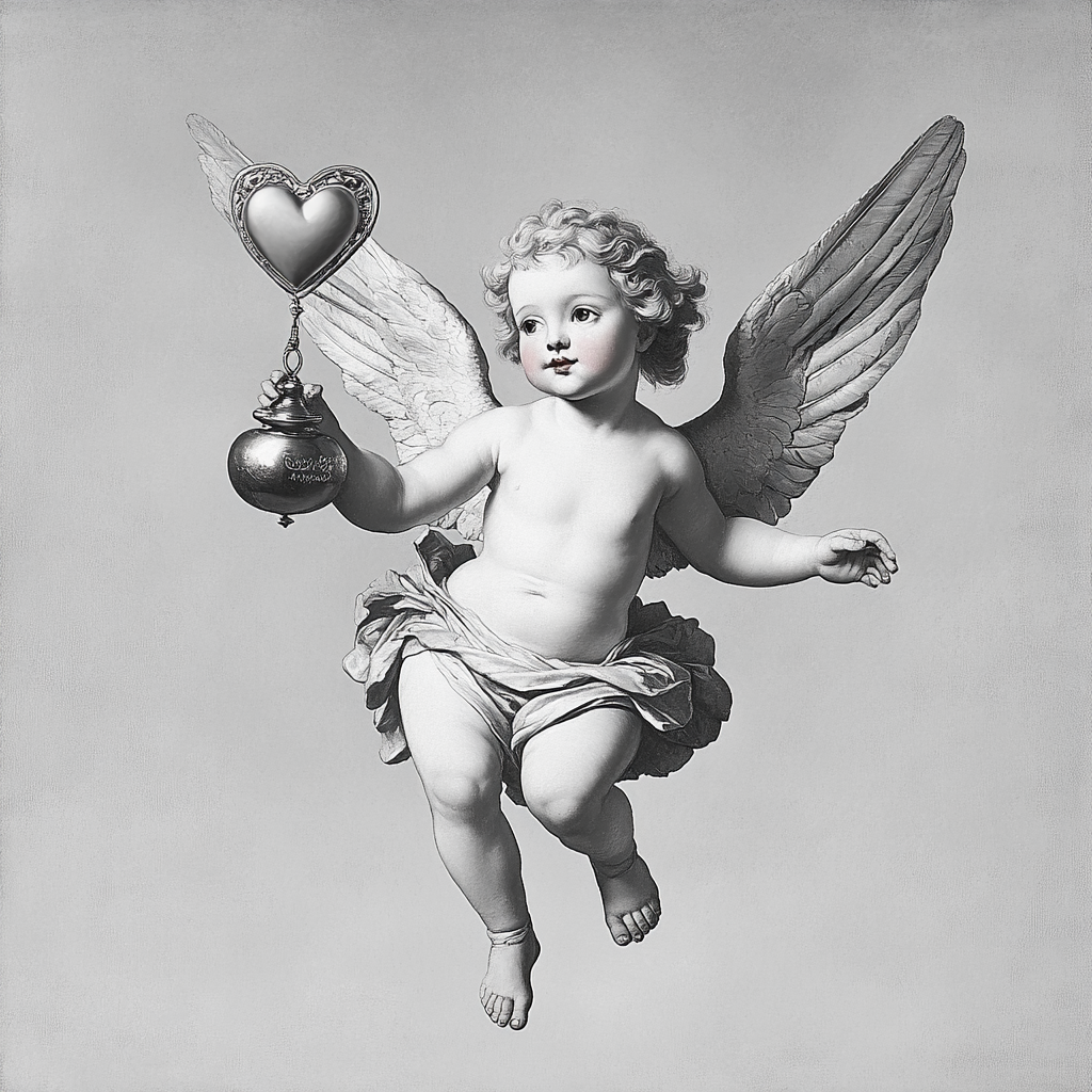 A Cherub Angel Flying with Love Potion