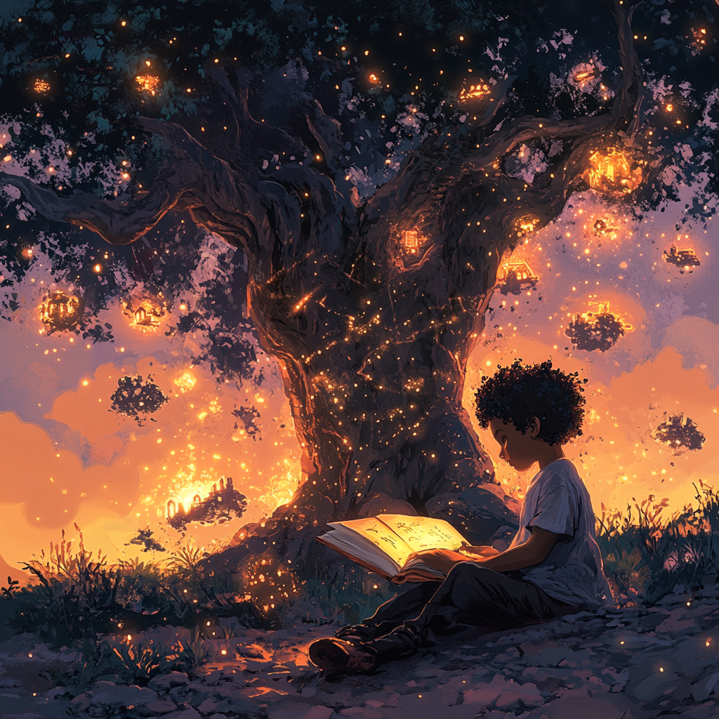 A Child's Magical Writing Adventure Underneath a Tree