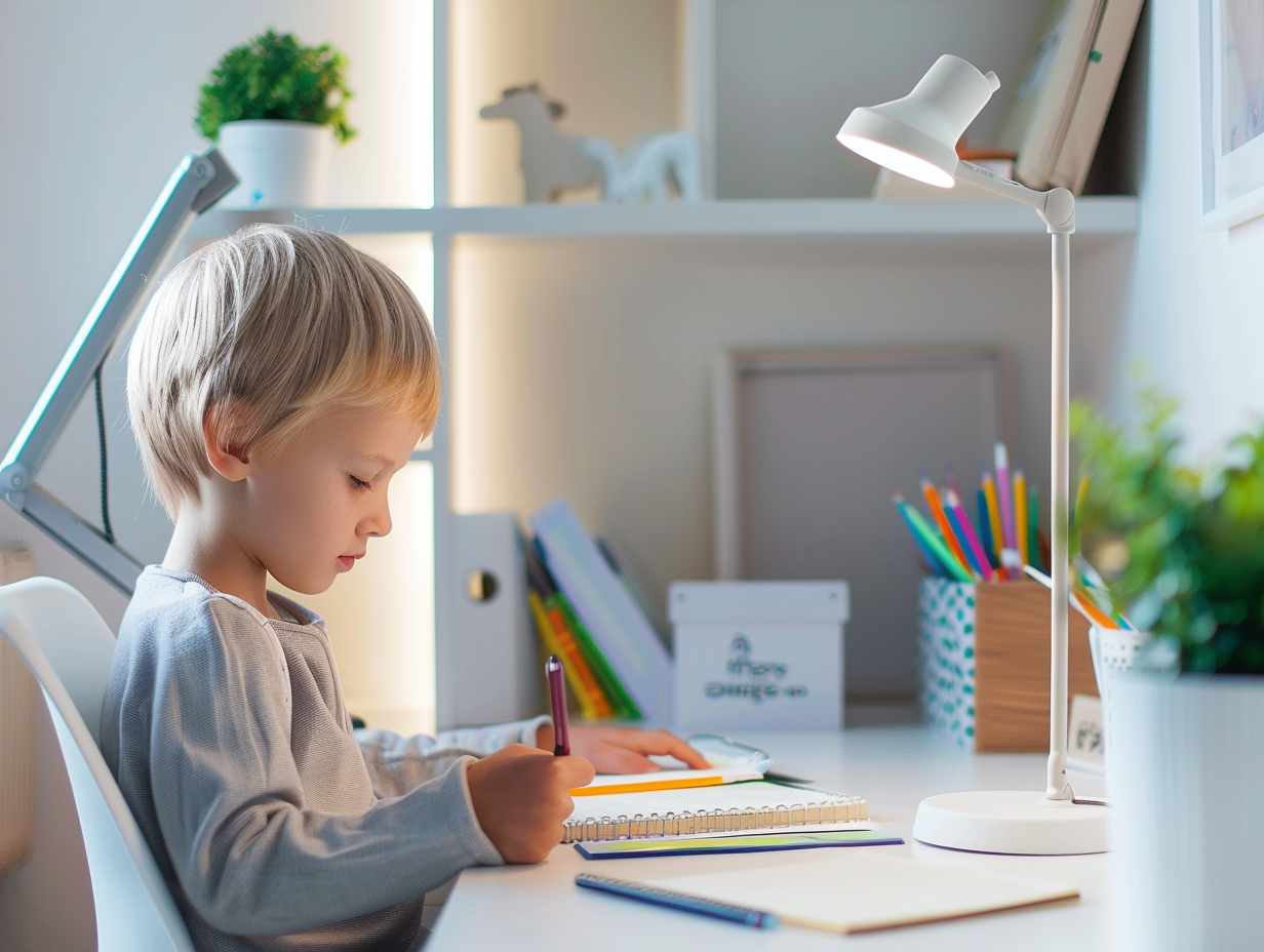 A Child's Study Corner with LED Lamp