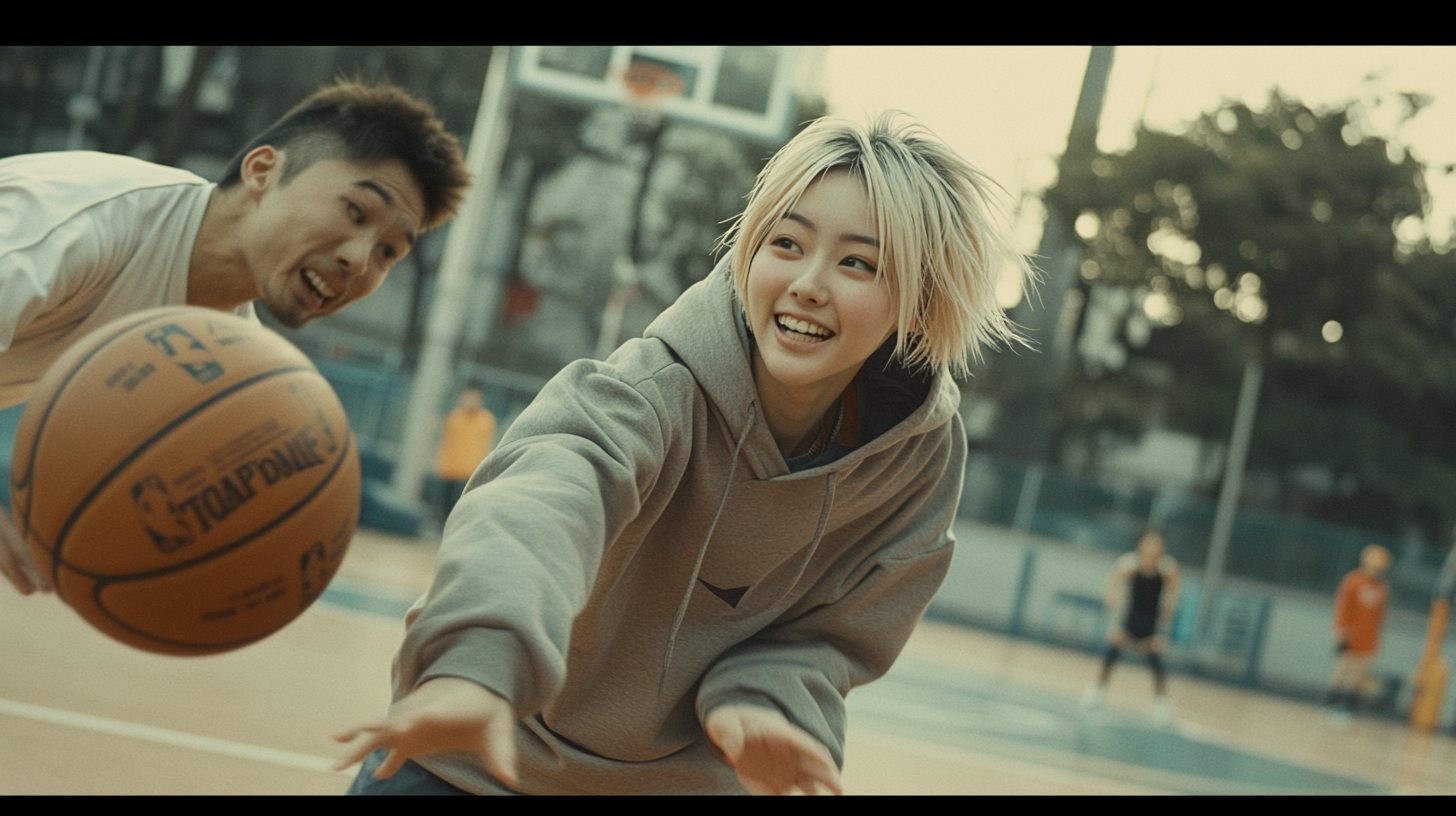 A Chinese Girl Outplays Opponent on Basketball Court