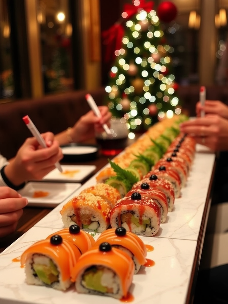 A Christmas Party with Sushi and Friends