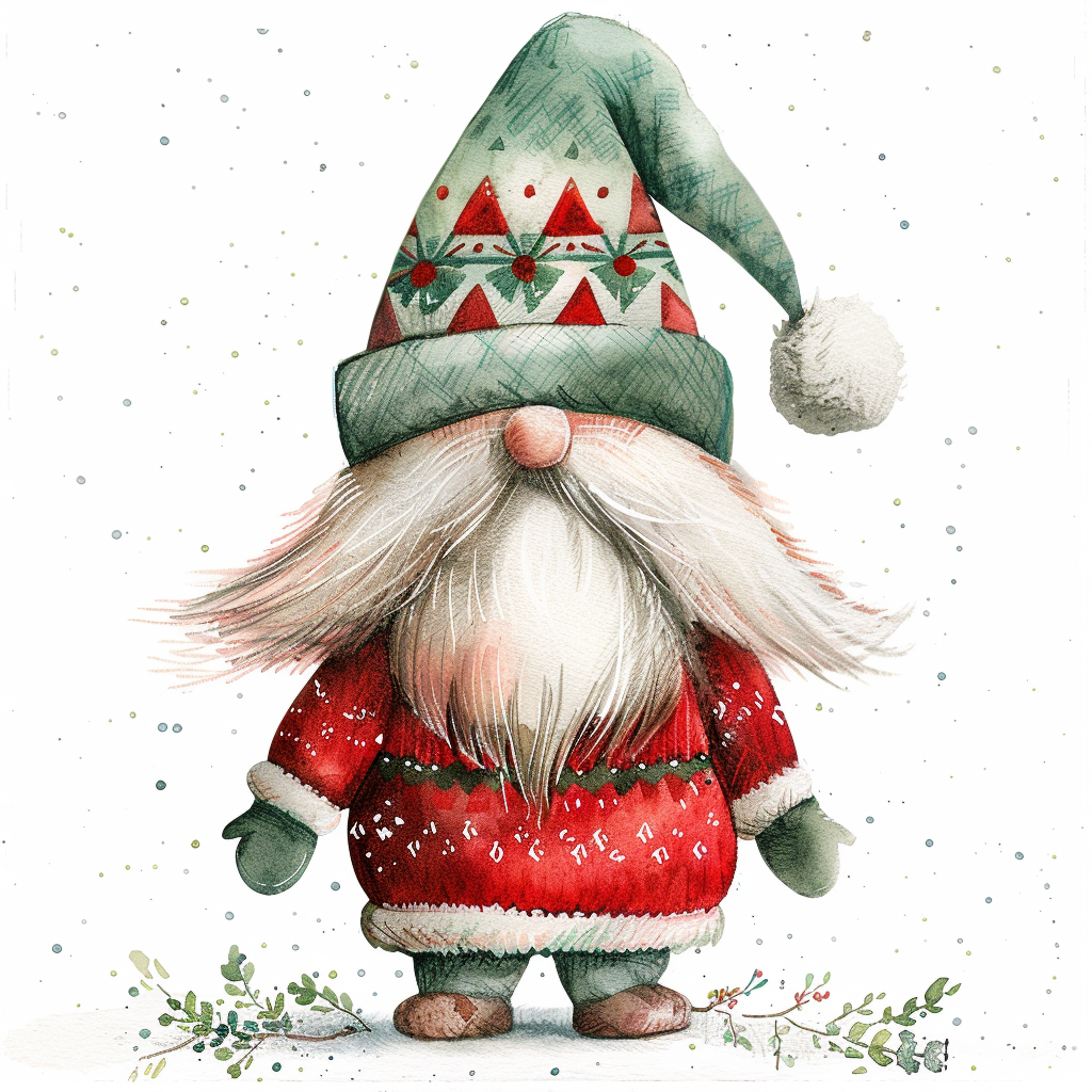 A Christmas gnome in red sweater and hat