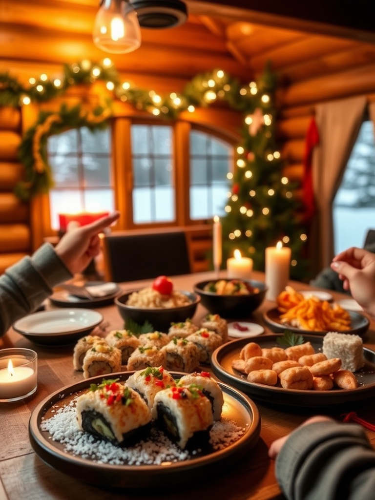 A Christmas party with sushi in Norway.