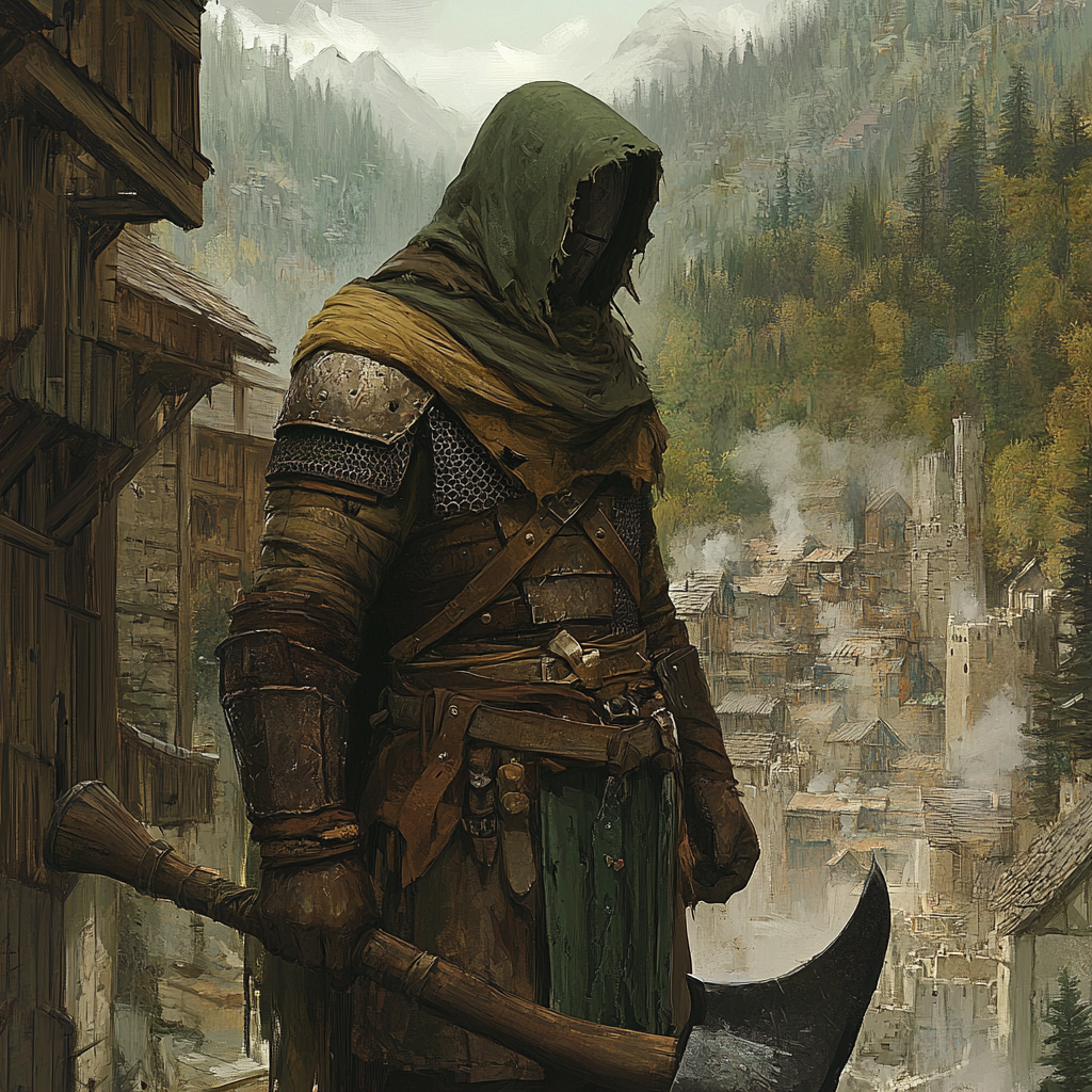 A City Guard in Padded Armor and Axe