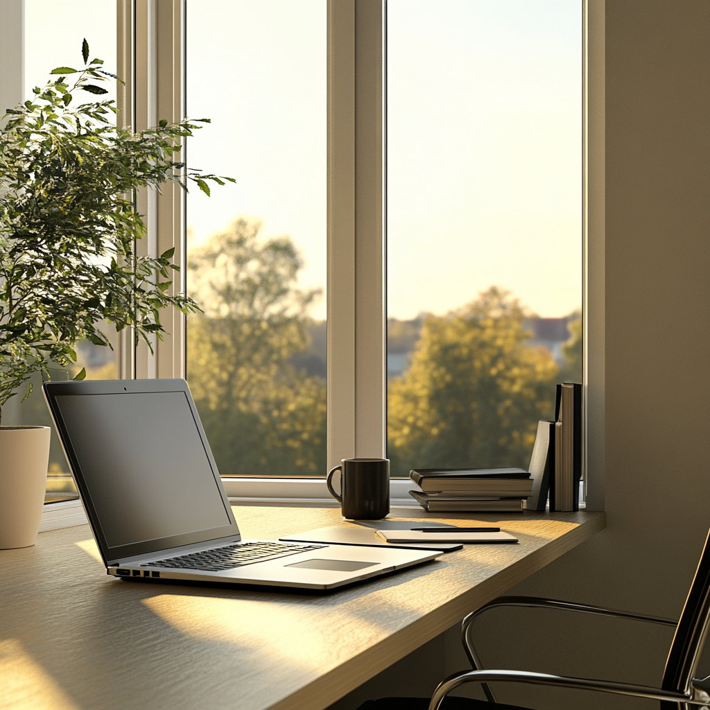 A Clean Desk in Modern Home Office Environment