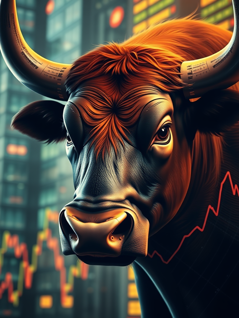 A Close-Up Poster of Stock Market Bull