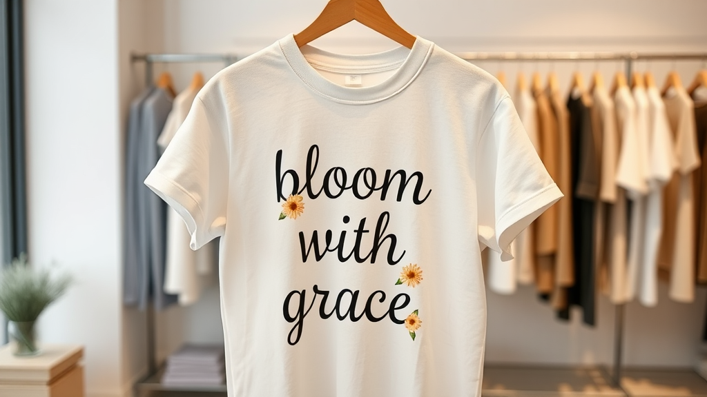 A Clothing Store Showcasing Bloom with Grace T-Shirt