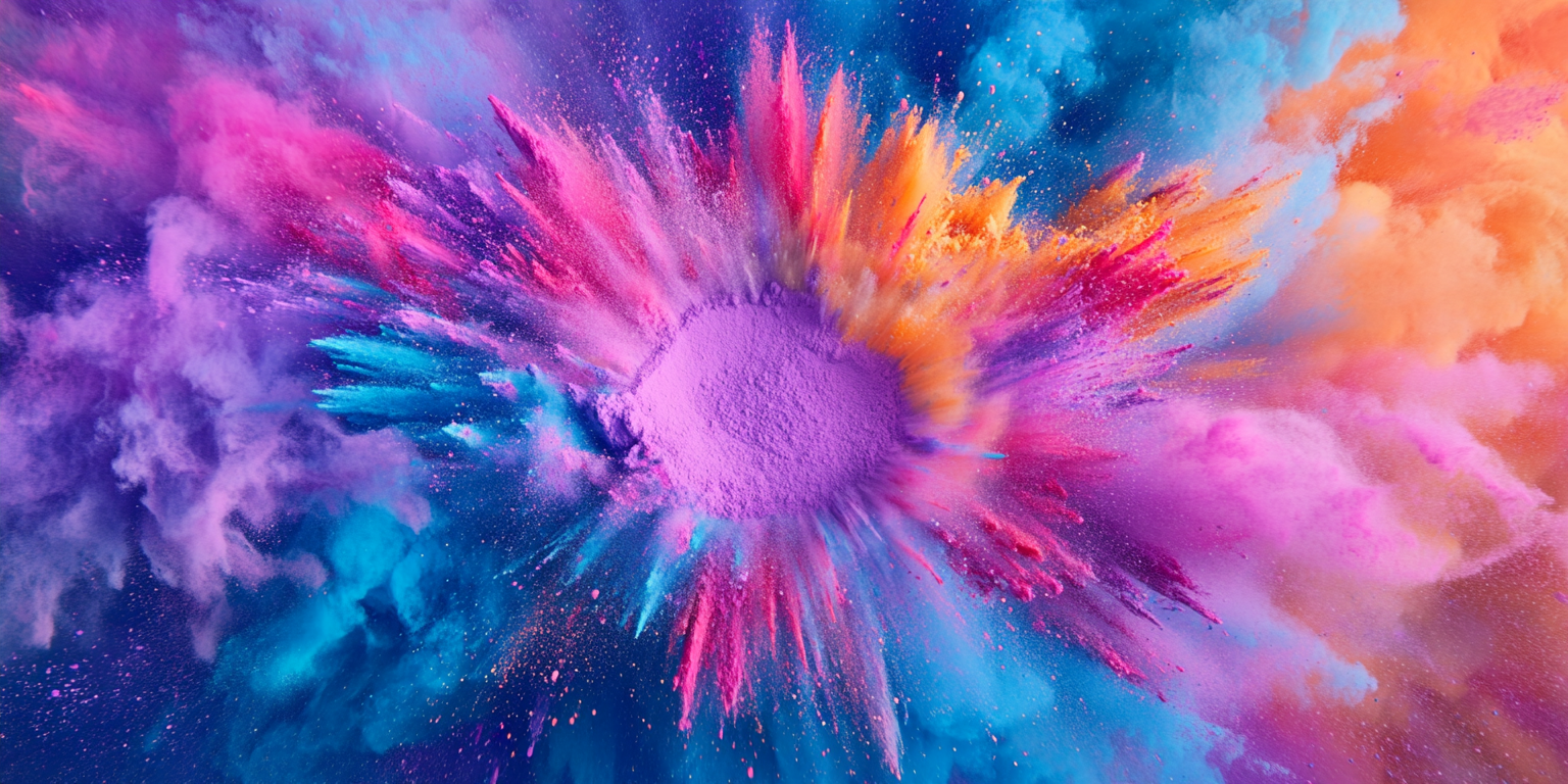 A Colorful Explosion: Powder and Brush Art Display