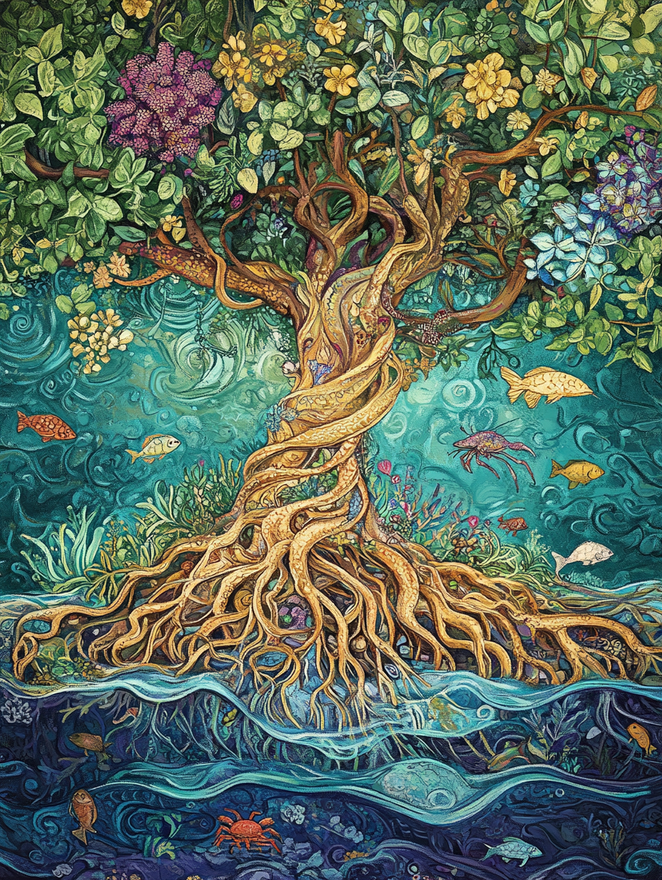 A Colorful Mangrove Ecosystem Carpet Design