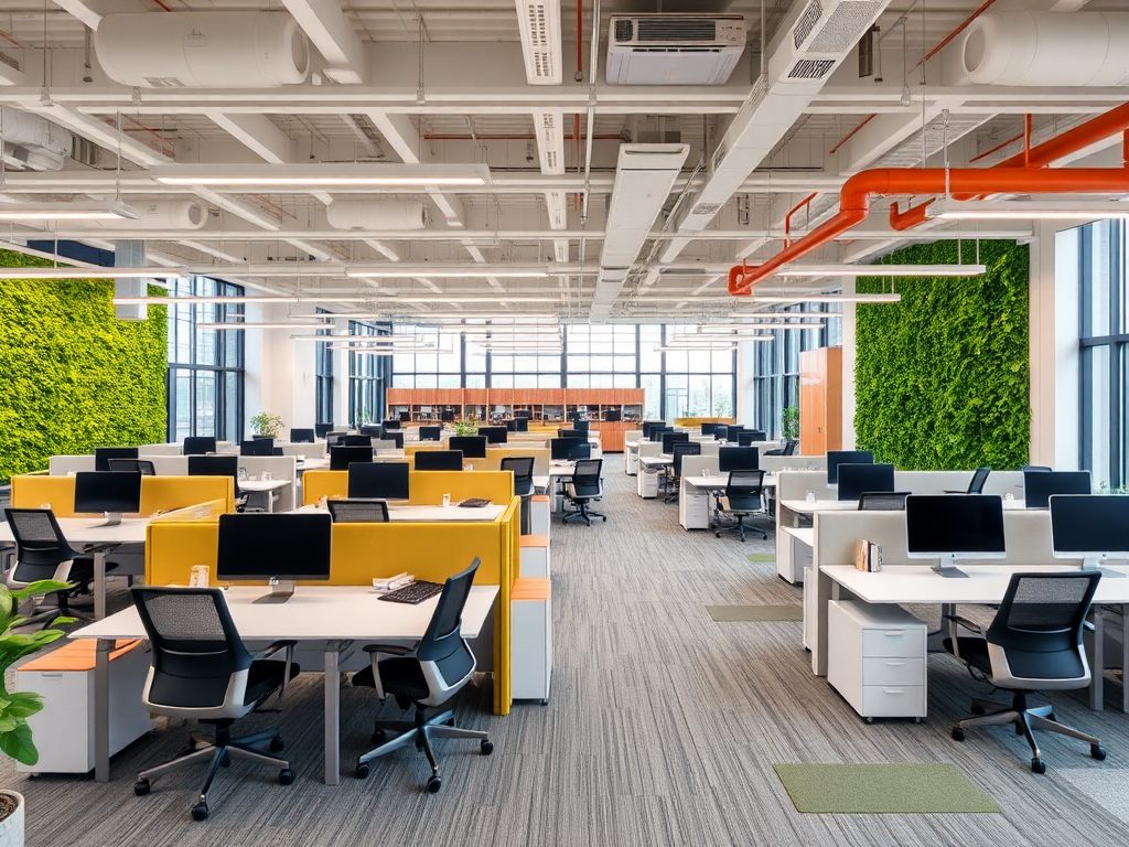 A Colorful Office with Collaborative Spaces and Ergonomic Furniture.