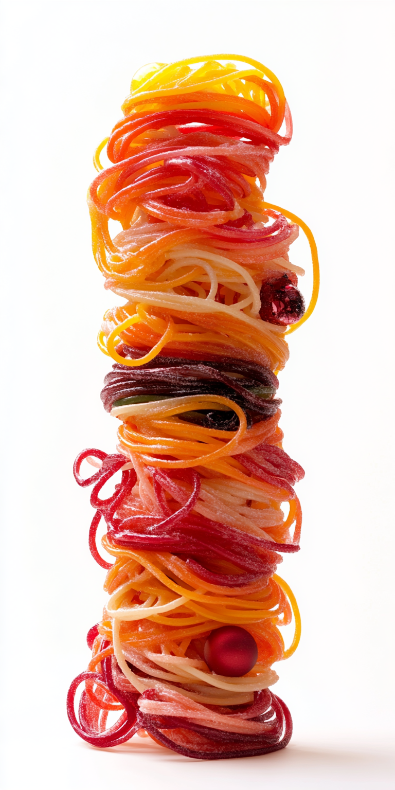 A Colorful Spaghetti Tower with Christmas Gifts