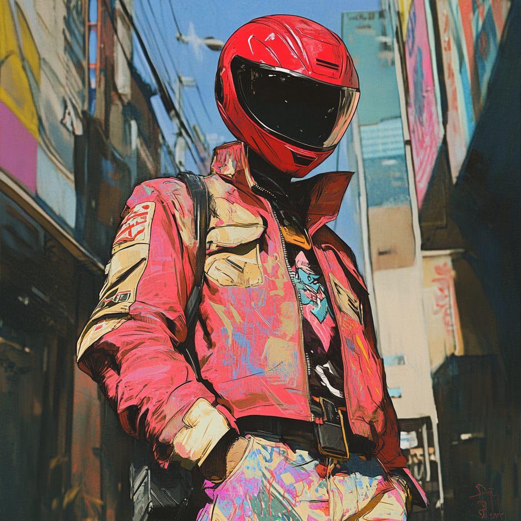 A Confident Power Ranger Man in Graffiti Style