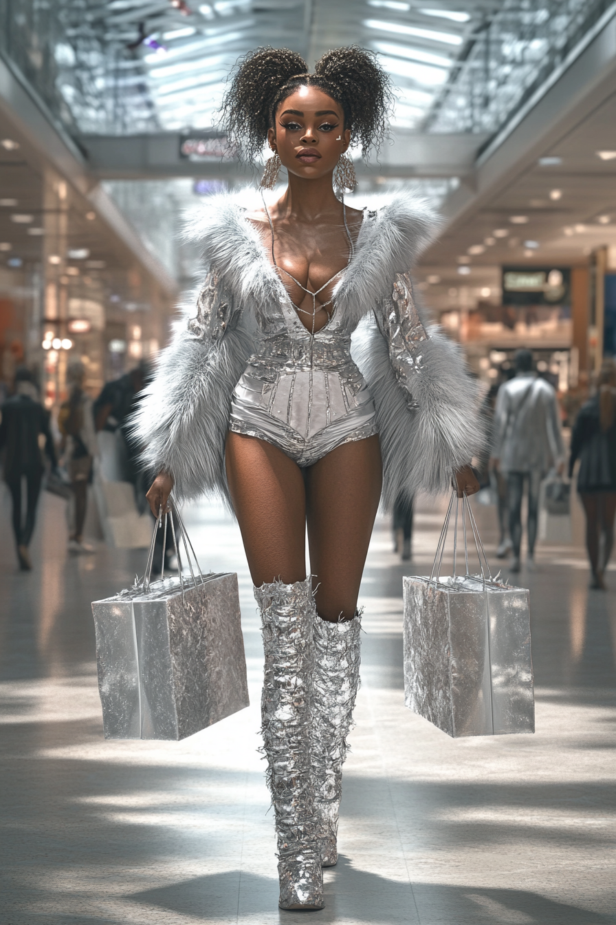 A Confident Woman Shopping in a Mall