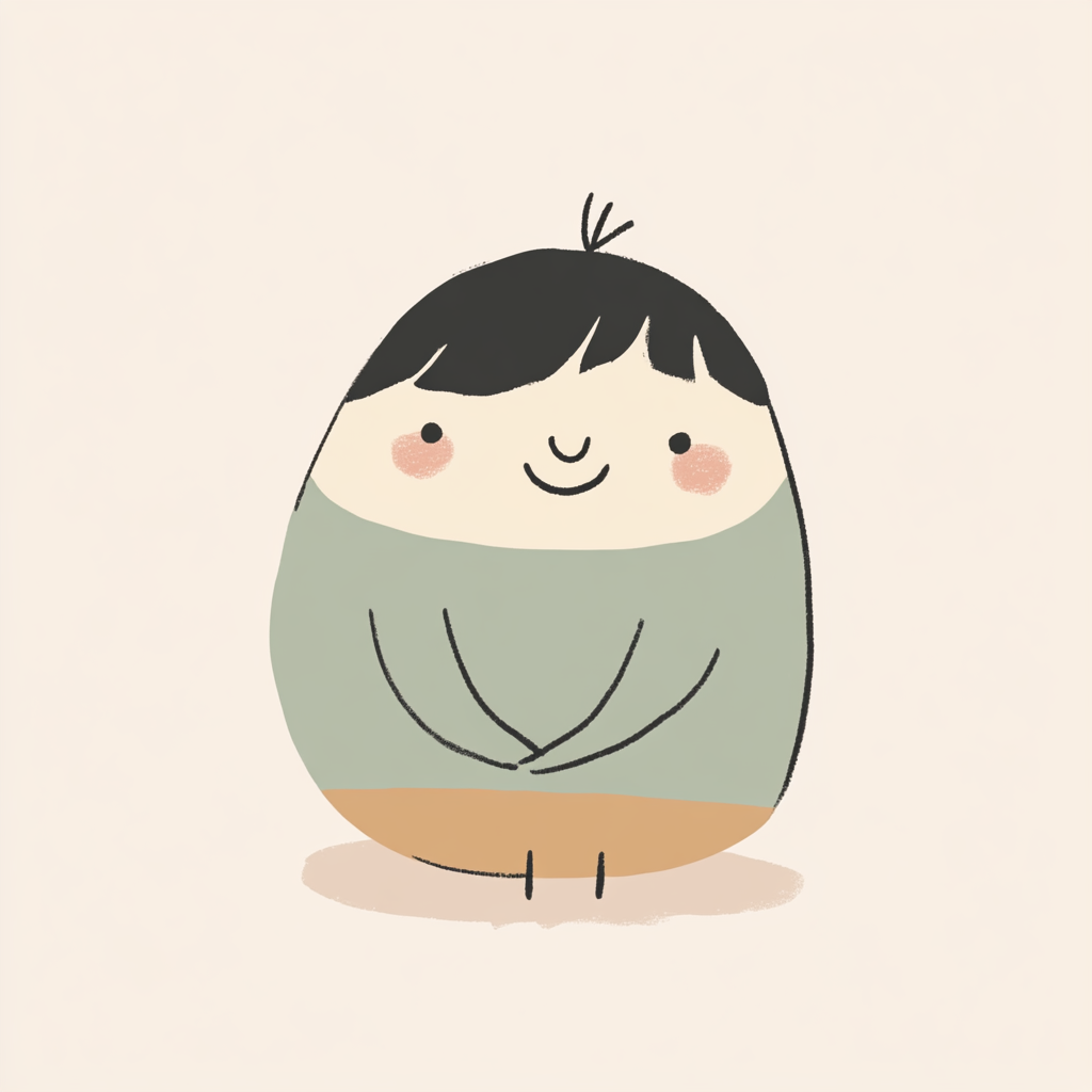 A Cozy, Minimalistic Illustration of a Friendly Character