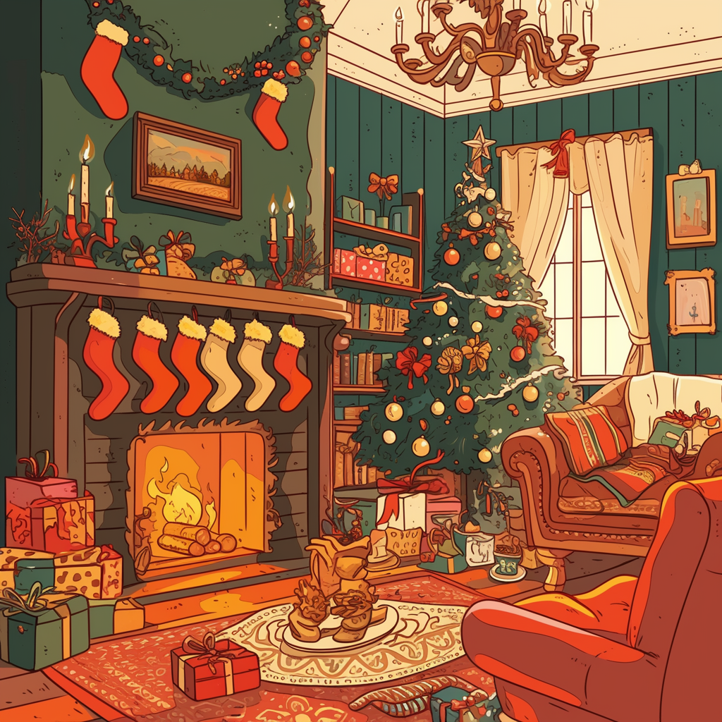 A Cozy Christmas Living Room in Old House