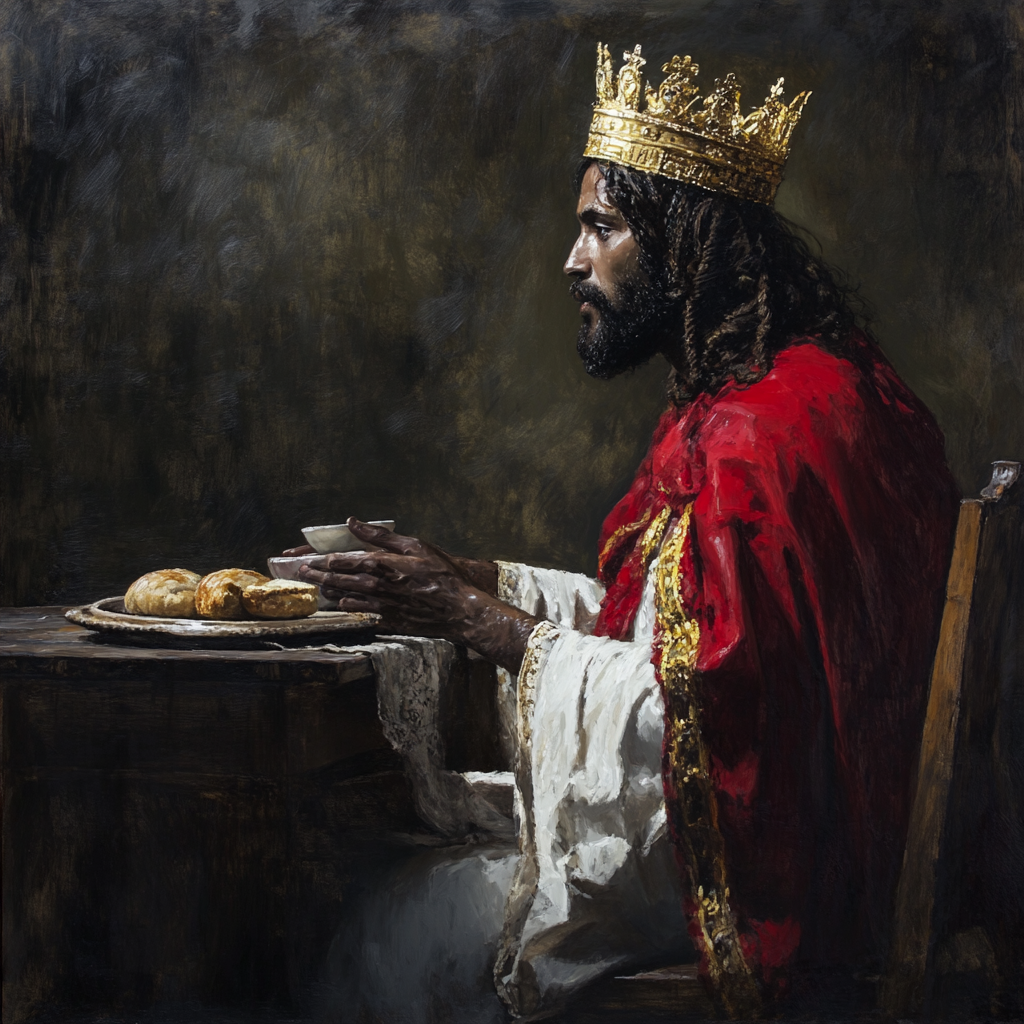 A Crowned Jesus at Dinner Table