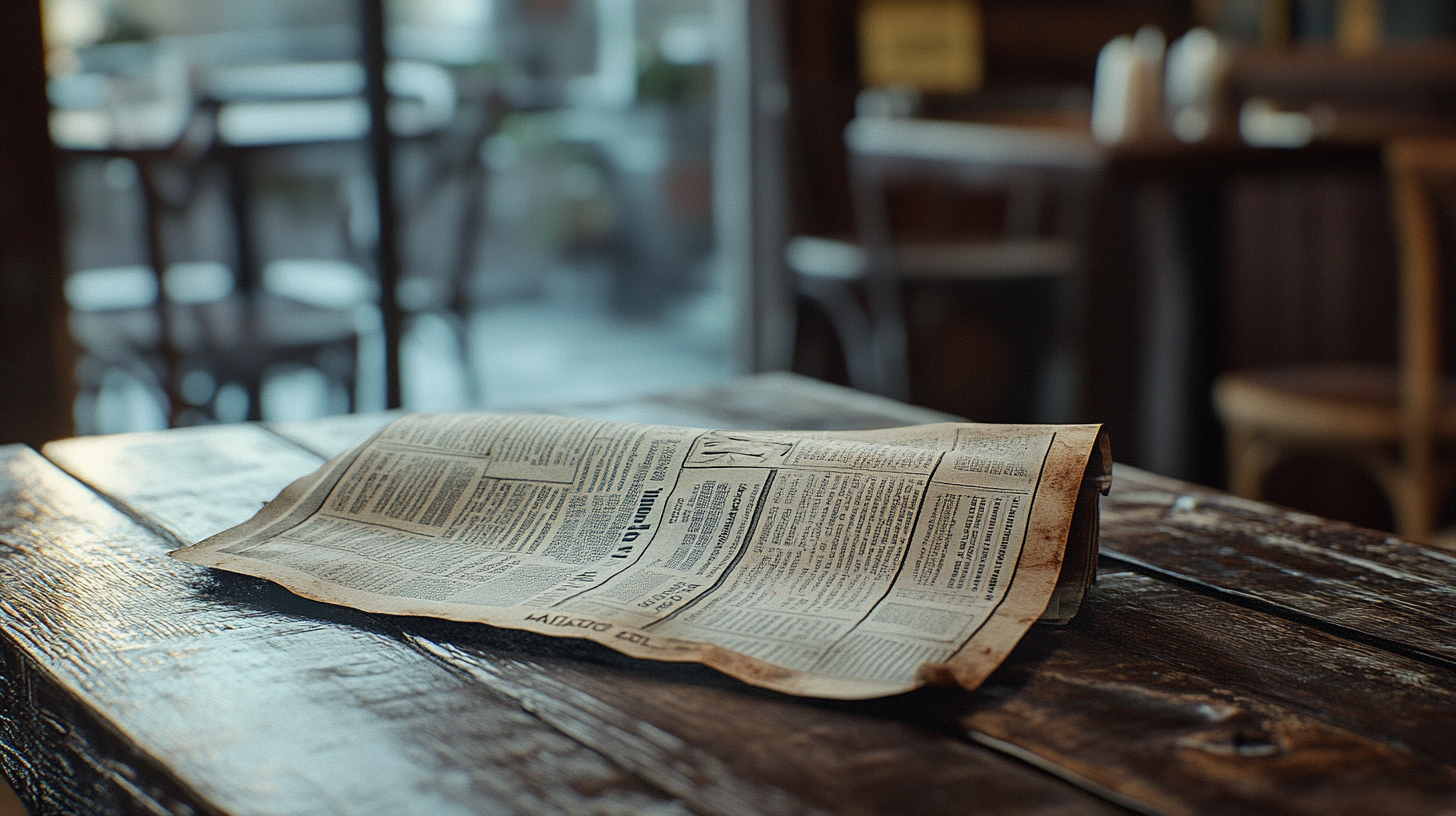 A Current Newspaper on a Wooden Table