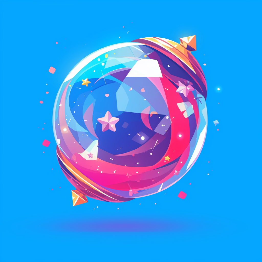 A Cute Cartoon Crystal Ball in Bold Colors