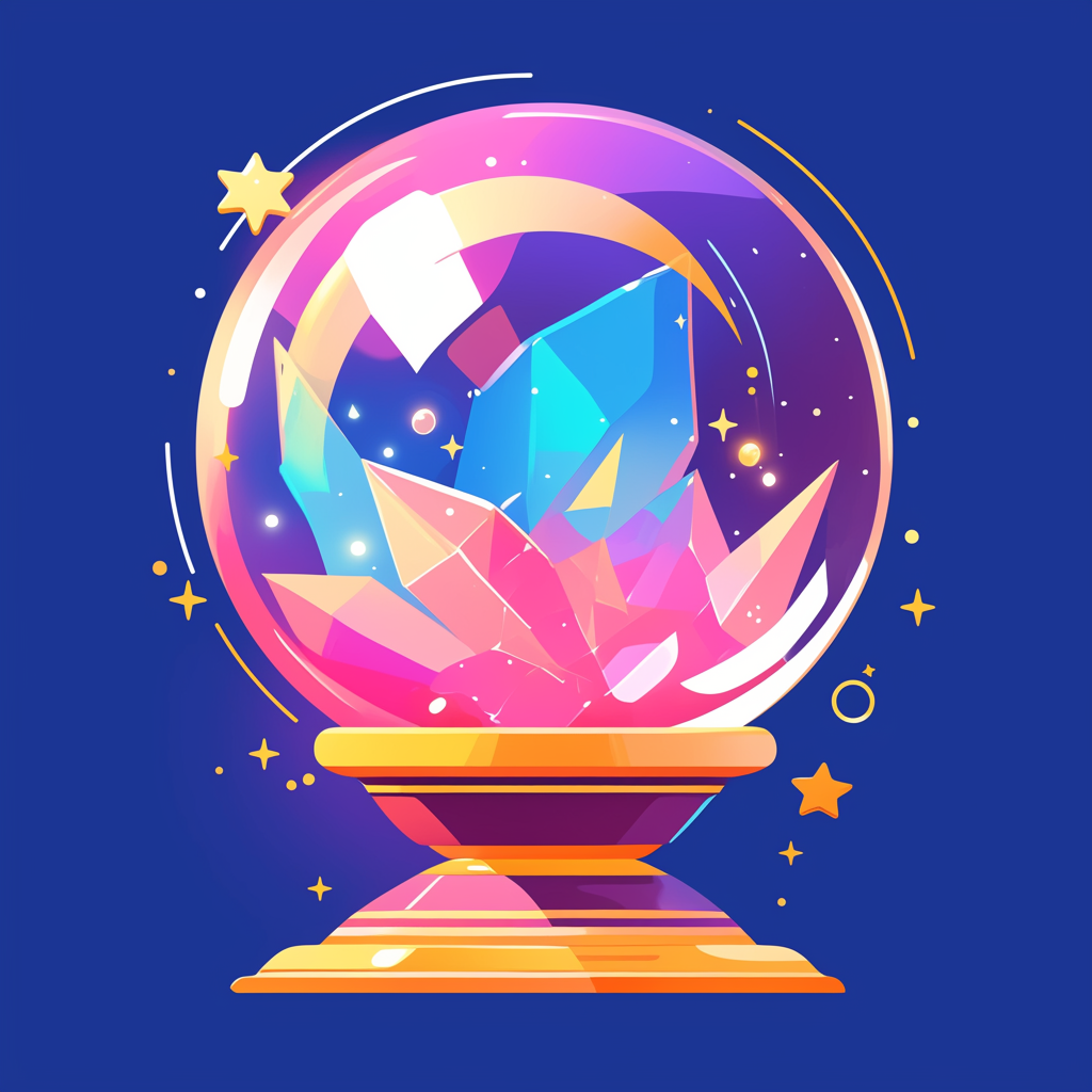 A Cute Crystal Ball Cartoon in Bold Colors