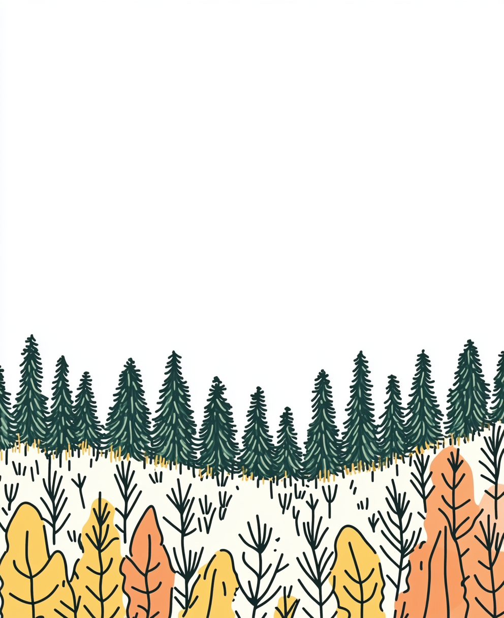 A Cute Farm with Trees Coloring Page