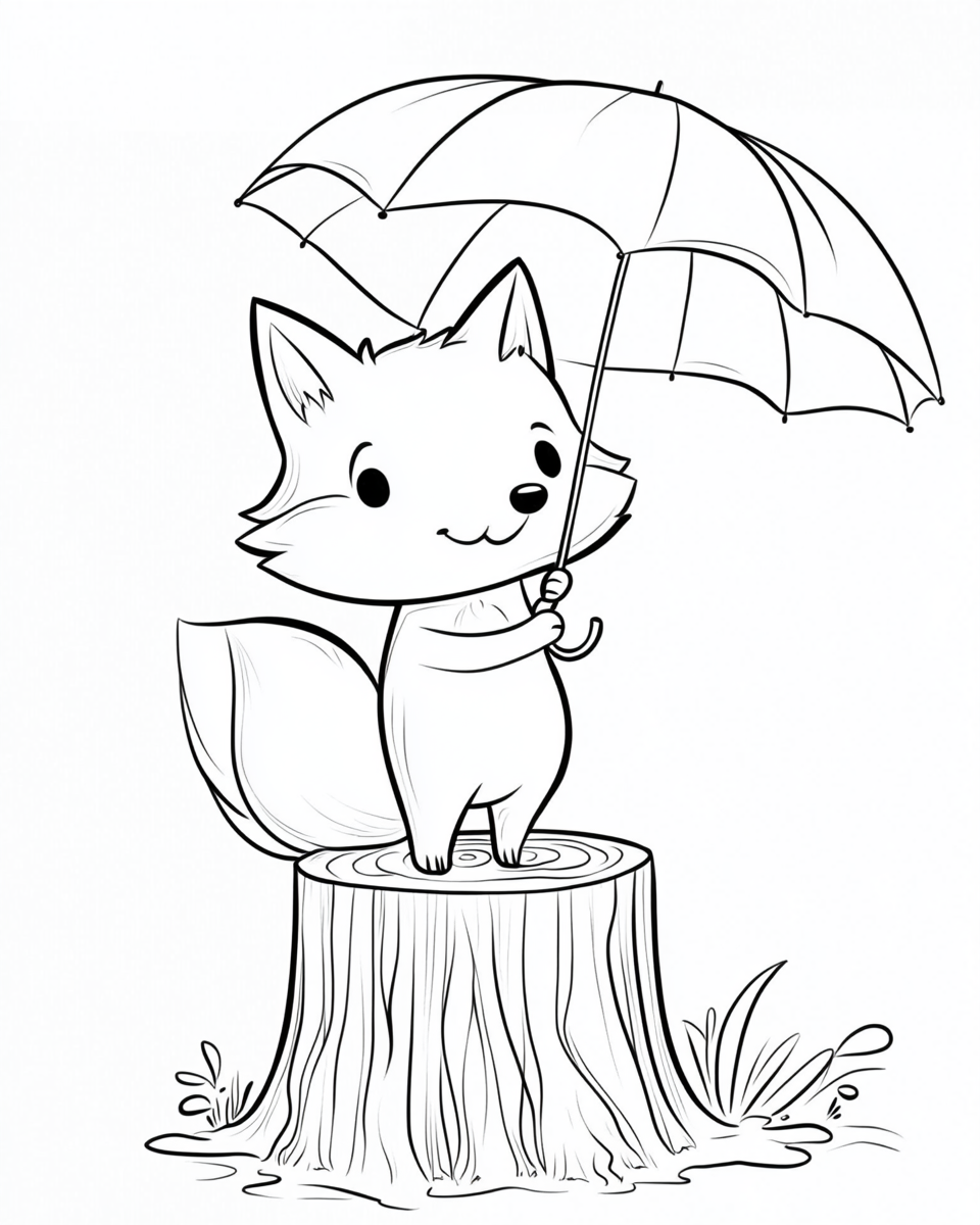 A Cute Fox Standing on Tree Stump