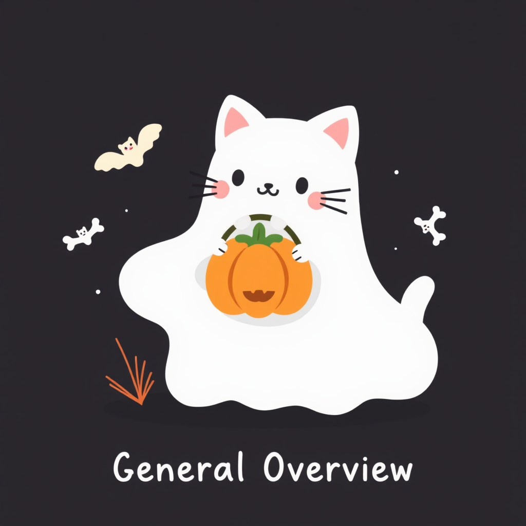 A Cute Ghost Cat on Halloween Night