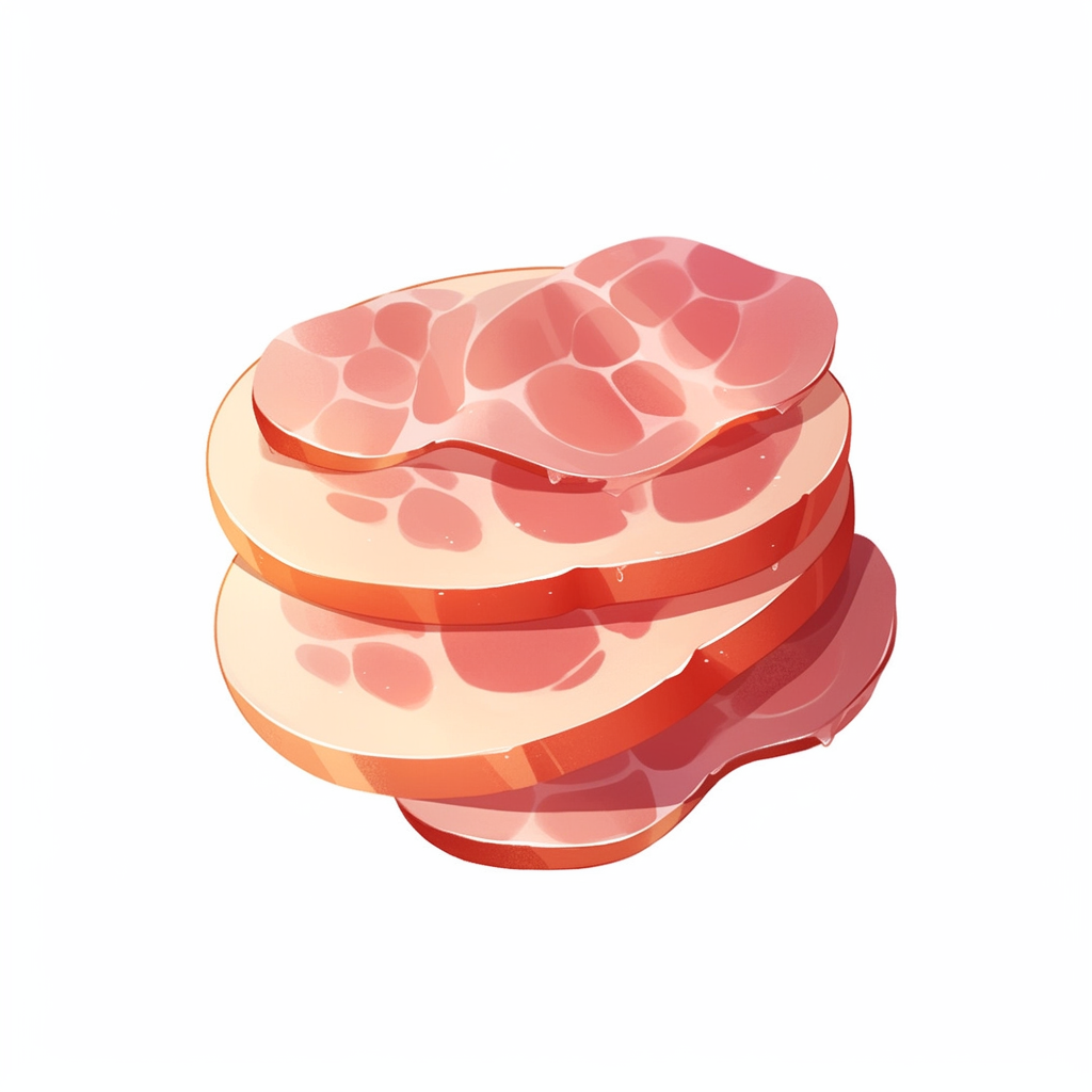 A Cute Ham Slicing Food in 3D