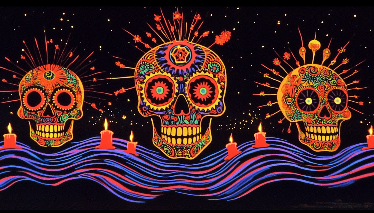 A Dark Fantasy Film's Colorful Sugar Skulls